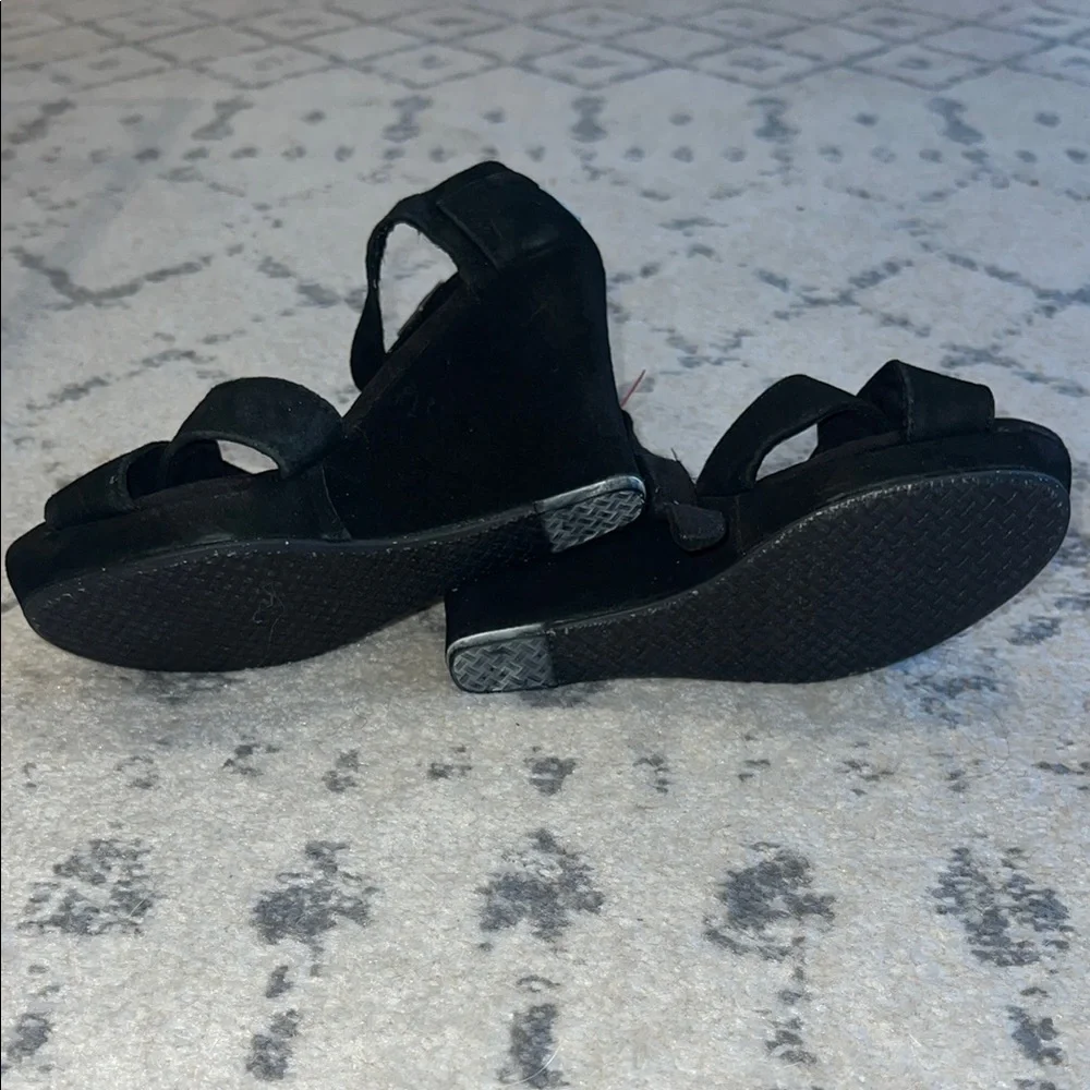 TOMS Black Suede Open-Toe Wedge - Picture 5 of 5
